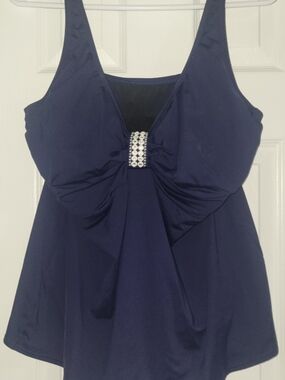 Coco Reef Navy Swim Top with Logo Tag